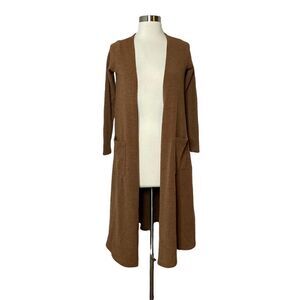 Lularoe Womens Brown Duster Cardigan Size XS Long Sleeve Pockets Open Front